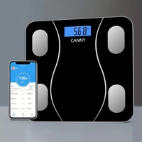 Nouvelle balance internationale de poids corporel plate-forme en verre noir balance corporelle numérique balance intelligente de pesage de graisse avec application