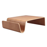 Table basse pliante en bois massif courbé, style nordique moderne du milieu du siècle, design scandinave minimaliste, mobilier de salon