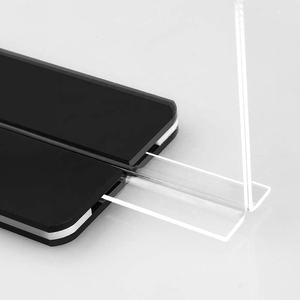 Support de signe en acrylique en forme de L, présentoir en plastique transparent de table incliné personnalisé A4 <span class=keywords><strong>A5</strong></span> A6 Triangle T L support de signe en acrylique en forme de L - Product Image 2