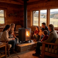 Poêle à granulés moderne d'extérieur pour la maison, robuste en acier inoxydable, portable, pour jardin, patio, camping