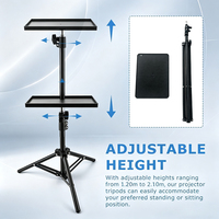 Support de projecteur réglable en hauteur avec 2 plateaux pliables, support de projecteur portable pour le bureau, le home cinéma