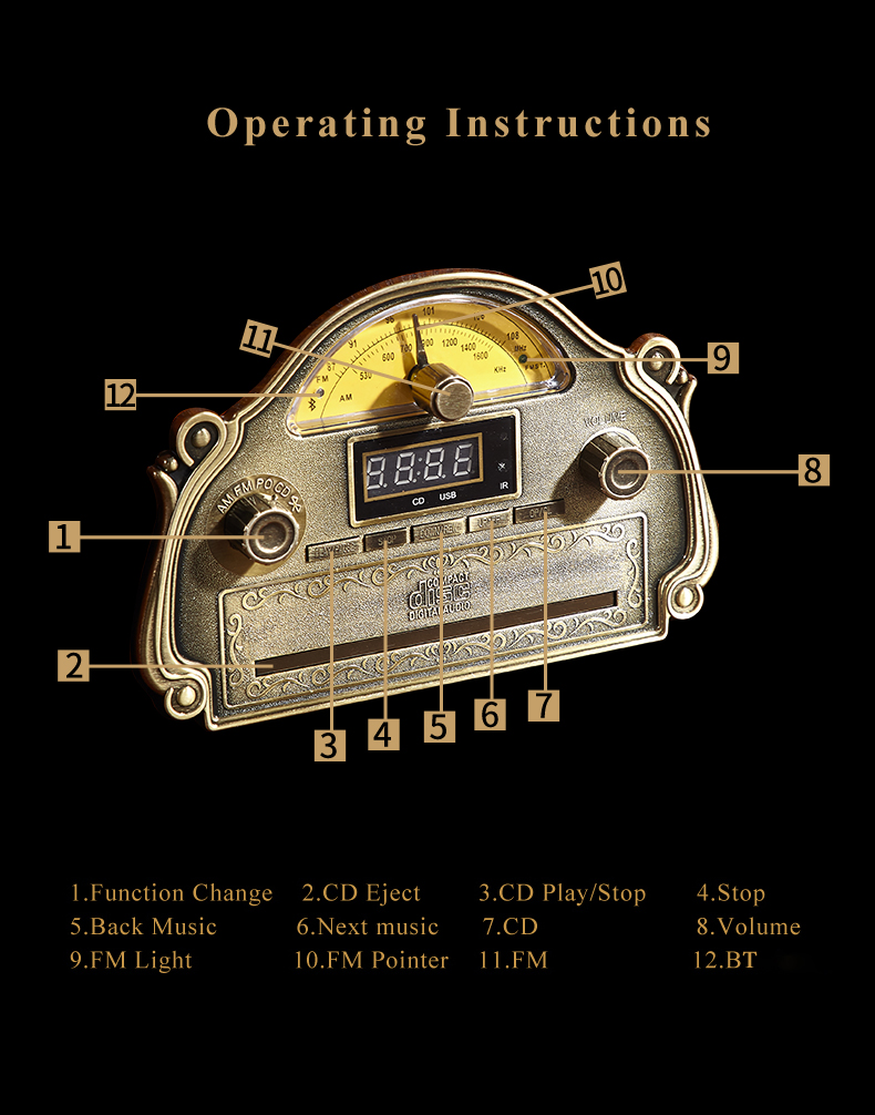 Best Quality wooden Retro Gramophone Multifunctional player phonograph for home audio