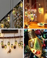 Guirlande lumineuse de Noël de 2 m pour la décoration intérieure de la chambre - 10 ampoules LED globe avec arbre, neige et décorations mignonnes