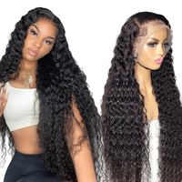 Perruque Lace Frontale Complète 30 Pouces Ondulée Profonde Ample, Perruque Frontale en Cheveux Humains, Dentelle Transparente Invisible Longue HD 13x4 13x6