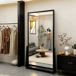 Miroir sur pied pleine longueur ultra-blanc effet bois, miroir de dressing pleine silhouette pour la maison, les magasins de vêtements et le streaming en direct - Product Image 1