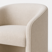 Fauteuil de salle à manger moderne rembourré en tissu crème, dossier incurvé, chaise tonneau, mobilier pour hôtel, restaurant, salle à manger