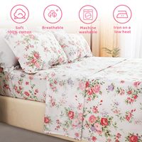 Parure de Draps de Lit en Coton Imprimé Fleurs Tropicales Douce Respirante Confortable Facile d'Entretien Extra-Moelleuse pour Chambre à Coucher – Vente en Gros