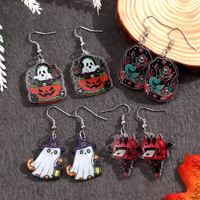 Nouvelle Arrivée Boucles d'oreilles en acrylique Halloween style Hip-hop Sweet Cool, motifs Oeil rose, Cœur, Ours, Sirène, Crâne, Citrouille, Fantôme