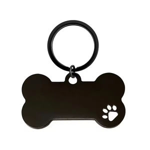 Plaques d'identification personnalisables pour animaux de compagnie (chats et chiens) en acier inoxydable vierges, pendentifs en forme d'os, porte-clés, souvenirs et chaînes - Product Image 3