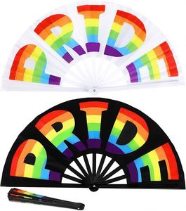 Abanicos Plegables de Bambú de 33 cm (13 Pulgadas) con Efecto Luminoso UV para Eventos y Fiestas, Abanicos de Mano Grandes con Diseño Impreso - Product Image 1