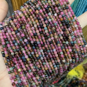 All'ingrosso naturale arcobaleno <span class=keywords><strong>tormalina</strong></span> 3mm liscia rotonda perline di <span class=keywords><strong>pietra</strong></span> sciolta per la creazione di gioielli - Product Image 3
