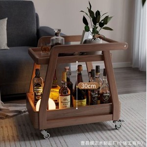 Mesa auxiliar de madera maciza transfronteriza con ruedas, mesa de centro móvil, carrito de noche para sala de estar en el hogar - Product Image 2