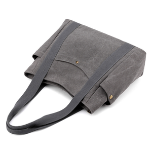 Gray Canvas <b>Women</b> <b>Messenger</b> <b>Bag</b> Tote Shoulder Handbag Zipper Closure Large Capacity Polyester Lining for Daily Travel Shopping - Product Image 3