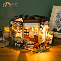 Hoomeda-diy Simulasi 3D Toko Roti Buatan Tangan Puzzle Diy Miniatur Rumah Boneka Model Bangunan Kayu Rakitan Skala 1:72 Usia 14+