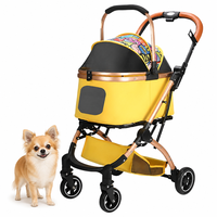 Poussette pour animaux de compagnie détachable, pliage à une main, suspension à 4 roues, cadre en acier carbone, OEM ODM personnalisable, poussette pour chien