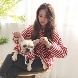 Striped Cotton Blend <b>Hoodie</b> Matching Dog Outfit Parent-Child Leisure Wear All Seasons Daily Use - Product Image 5