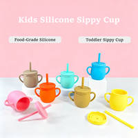 Gobelet pour tout-petits de 180 ml avec bouchon à paille, en silicone de qualité alimentaire, résistant aux chutes, compatible lave-vaisselle et micro-ondes, réutilisable, sans BPA, fournitures quotidiennes
