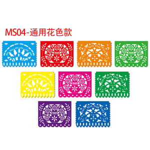 Al por mayor personalizado carnaval mexicano fiesta decoración cuadrado decoupage plástico tirar flores Día de los muertos Bandera de plástico Banner - Product Image 6