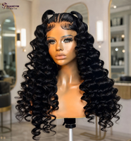 Perruque Lace Front en Cheveux Humains Vierge Indiens Remy, Ondulations Profondes Longues et Amples, Dentelle HD Transparente, Bonnet Large, Sans Colle, Pré-épilée, Vente en Gros