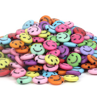 Contas de acrílico redondas 50 pçs/saco, multicolor sorridente rosto miçangas soltas para fazer jóias diy pulseiras feitas à mão