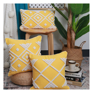 Innermor <strong>White</strong> <strong>Fluffy</strong> Square Cushion Covers Nordic Style <strong>Pillow</strong> Covers Handmade Floral Pattern Tufted Throw Home &amp; Hospital Use - Product Image 1