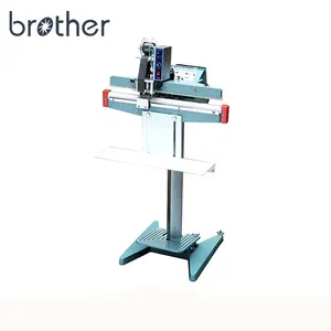 Bag Sealer Sealing Machine Bropack Packing PFS-P450 Pedal Vertical Impulse Plastic with Expire Date Printing Band Sealing 2-5mm
