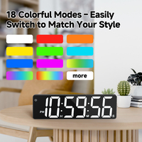 Große Elektronische Moderne LED-Wanduhr RGB Farbwechsel Fernbedienung Digitaler Wecker Sekundenanzeige für Zuhause Büro Schlafzimmer