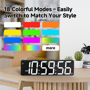 Lớn LED Đồng Hồ Treo Tường RGB màu thay đổi điều khiển từ xa kỹ thuật số Đồng hồ báo thức với giây hiển thị cho nhà văn phòng phòng ngủ nhà bếp - Product Image 4