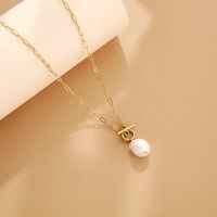 Collier chaîne en acier inoxydable Hip Hop Punk plaqué or avec boucle OT, imitation perle, étanche, électroplaqué, cadeau de fête, bijoux