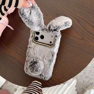 Funda de teléfono de felpa con diseño de conejo para iPhone 13 14 15 16 17 Pro Max, funda de teléfono de PC de invierno suave y cálida - Product Image 6