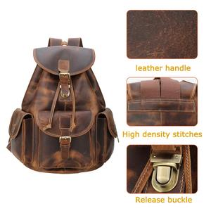 Maroquinerie Guangzhou En Gros en cuir de vachette vintage couleur noire sac à dos Unisexe en cuir - Product Image 4