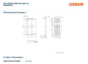 Effet de surbrillance OSRAM DURIS E 5 GW JDSTS2.EM Série CRI80 0.18W Blanc Chaud Nature Blanc Froid Blanc Puces Led - Product Image 6