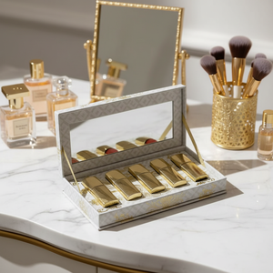 Luxurious Lipstick 5-piece Set - Organic Vegan Gold Tube Lipstick - Romantic Velvet <b>Box</b> <b>Packaging</b> - Vegan Cosmetics - Product Image 6