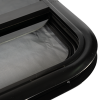 Fenêtre relevable en alliage d'aluminium ZY pour caravane, camping-car, caravane teardrop - Verre trempé de 4 mm, cadre haute résistance, couleur noire, ISO