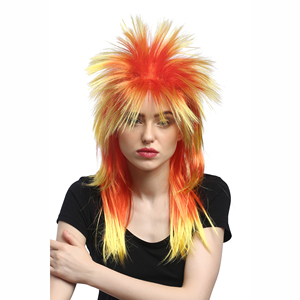 Peluca de Mullet de los 80, Peluca de Rocker con Puntas, <span class=keywords><strong>Disfraz</strong></span> de <span class=keywords><strong>Halloween</strong></span>, Cosplay Punk Metal, Peluca de Pelo Masculina DH1069 - Product Image 1