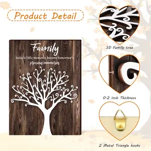 Wooden House Warming Gifts Grandparent Gift Family Names Sign DIY Family Tree 3D Family Tree Wall Decor With 25 Wood Hearts
