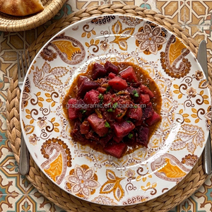 Ensemble d'assiettes à dîner marocaines en porcelaine fine, peintes à la main, écologiques et au design personnalisé - Product Image 3