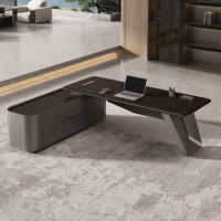 Bureau de direction de luxe haut de gamme avec chargeur sans fil, table de PDG en bois pour mobilier de bureau de directeur, mobilier de bureau de responsable