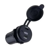 Prise rapide double USB-C PD 60W 12V/24V avec couvercle étanche pour montage sur panneau de voiture, bateau, camping-car, moto