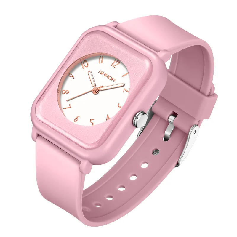 New SANDA Watch 6127 Fashion Square Men's Quartz Watches TPU Band Waterproof Women's Watch Outdoor Leisure Sports Wristwatch