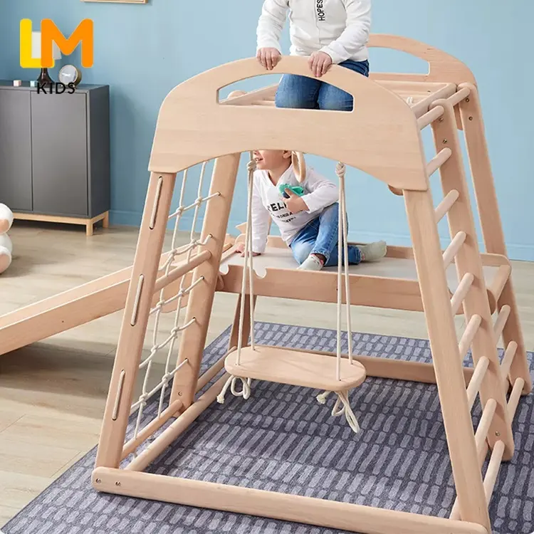 Lm Kids Hot Koop Montessori Peuter Hout Klim Glijbaan Kid Activiteit Gym Peuter Indoor Speeltuin Sets