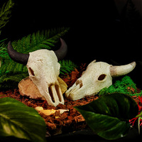 Caverne cachette pour reptiles Ustovian en PVC, en forme de corne de chèvre, accessoire de terrarium, décoration squelette pour reptiles