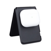 Hot Seller Fashion Magnetic Wallet Card Holder Mag and Safe Portefeuille en cuir PU Chargeur sans fil 3 en 1 Support de chargeur sans fil