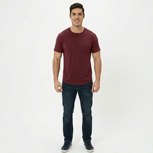 T-shirt Homme Col Rond Manches Courtes Coupe Droite Couleur Unie en Coton Tricoté 100% Respirant Écologique 200 g/m² Personnalisable sur le Devant - Product Image 1