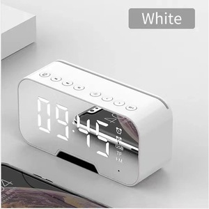 <b>Led</b> Mirror <b>Clock</b> Speaker With Radio Alarm Usb Charging Port Rectangular Plastic Modern Design - Product Image 3