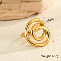 Novirassine Trendy vergulde roestvrijstalen eternity bandring met ingelegd geometrisch ontwerp Valentijnsdag feestcadeau voor dames