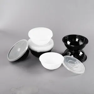 Custom Takeaway Microwaveable PP Plastic 600 850 1000 Ml Round Disposable Food Packaging Plastic Soup Bowl