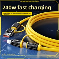 Kabel Pengisian Cepat 240W 6A USB-A Empat-dalam-Satu dengan Konektor Micro USB/Type-C untuk Ponsel & Penggunaan di Mobil