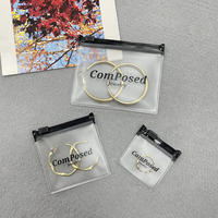 Bolsas de joyería con cierre de cremallera personalizadas de lujo, bolsa de joyería con cremallera de plástico transparente esmerilado, embalaje con logotipo, bolsas para pendientes de maquillaje