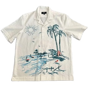 Camicia Estiva Casual da Uomo con Stampa Digitale Floreale, Colletto Cubano, Design Traspirante - Product Image 1